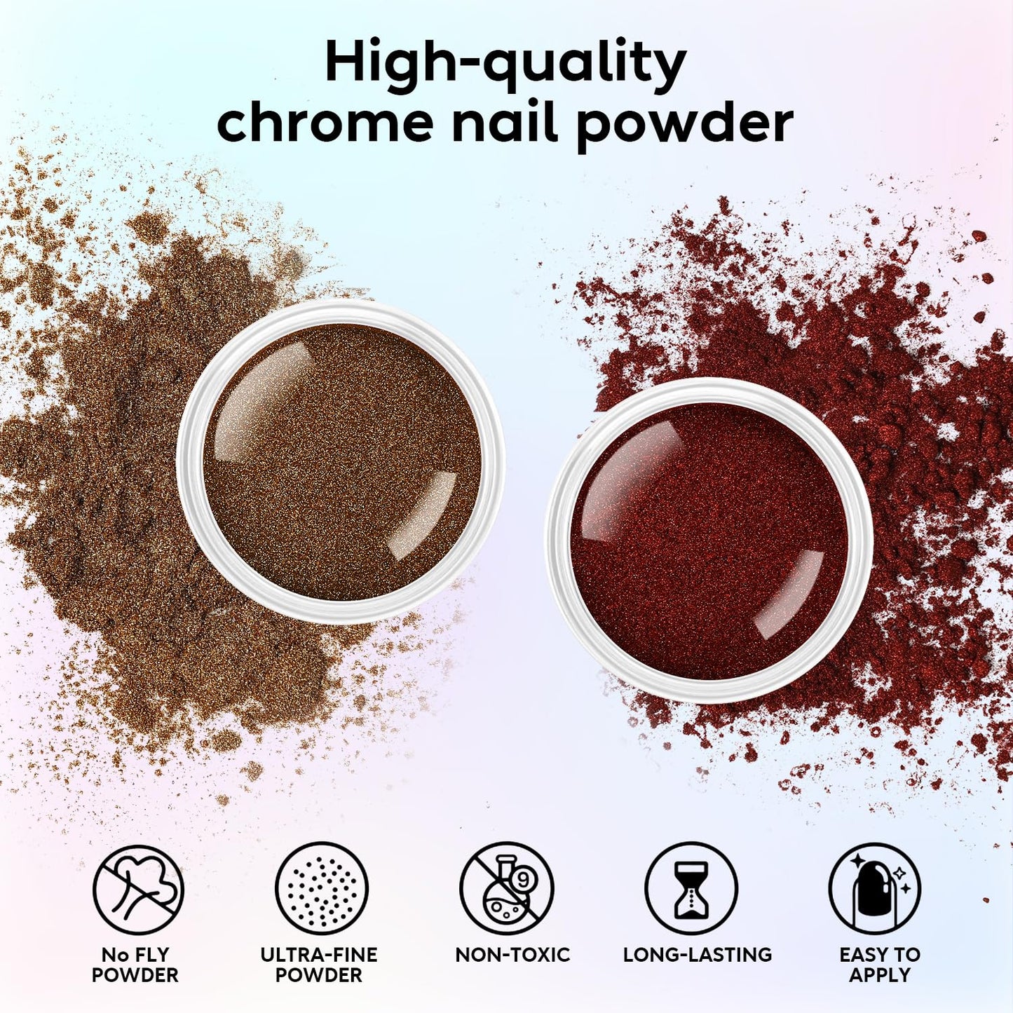 AIMEILI Chrome Nail Powder, Vegan, Cruelty Free, 6 Colors Mirror Effect Holographic Chameleon Manicure Nail Art Decoration Glitter for Nail Art Women Gift