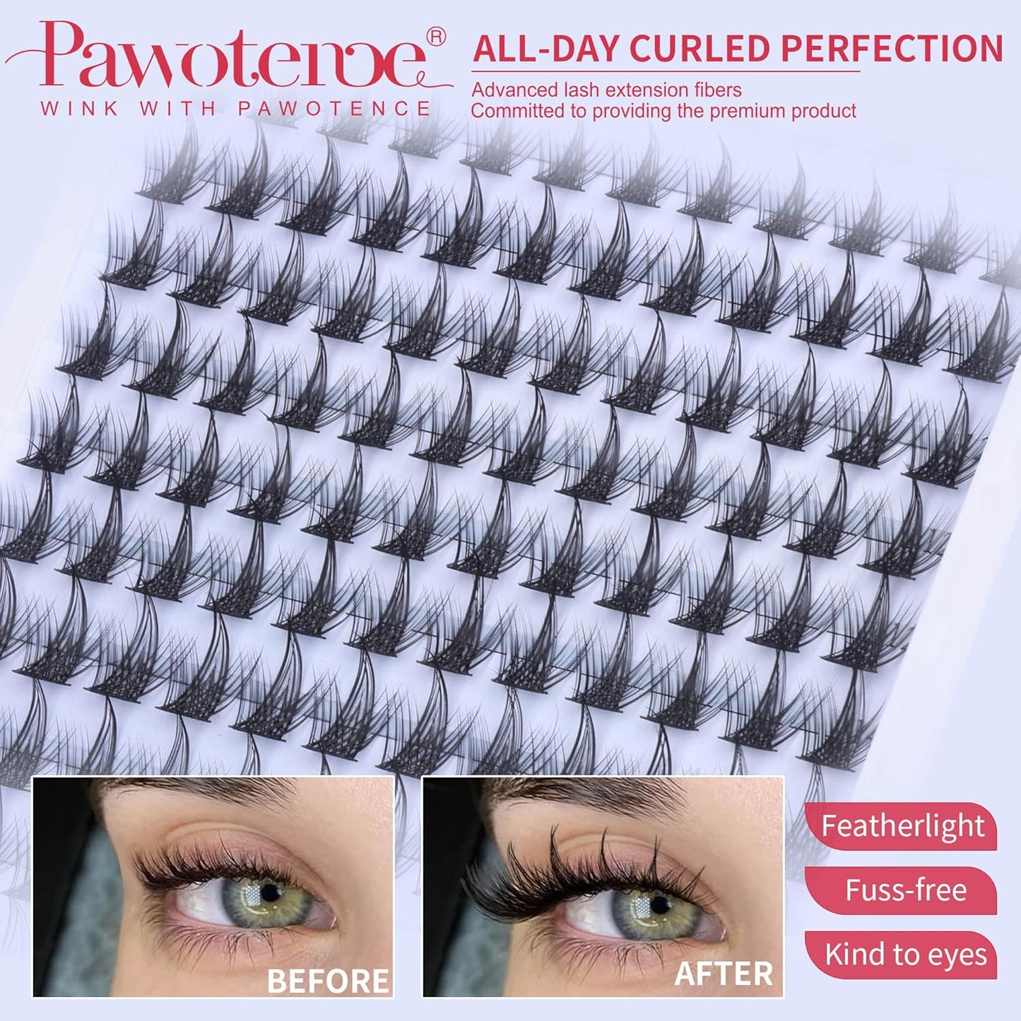 Pawotence Fairy Lash Clusters Natural Eyelash Clusters 10-16mm Manga Lashes Cluster Eyelash Extensions 144pcs Anime Individual Cluster Lashes Wispy for DIY Lash Extension