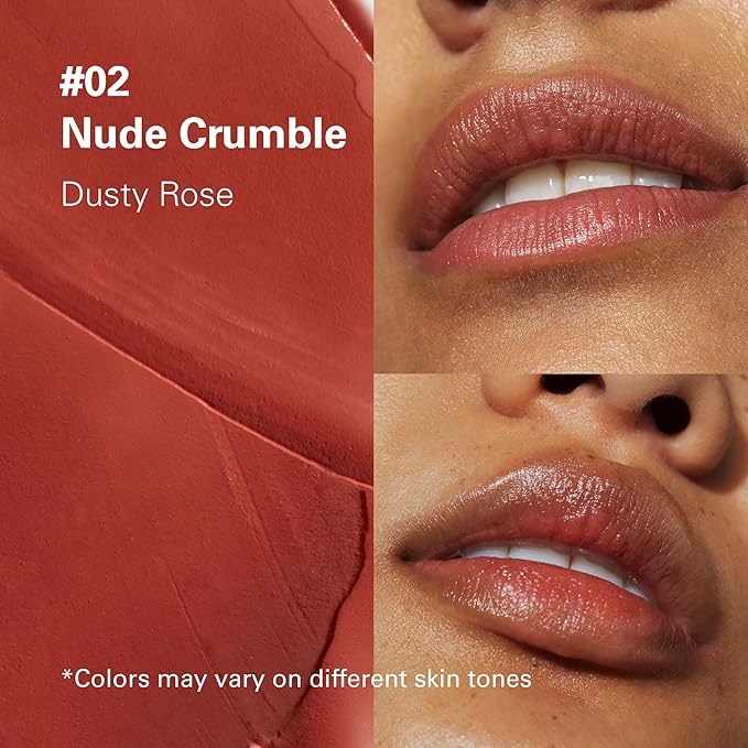 Melixir Vegan Lip Butter #02 Nude Crumble, Hydrating Tinted Lip Balm Stick, Bee-Free, Petrolatum-Free, Plant-Based With Shea Butter, Nourishing Care for Dry, Chapped Lips, Natural Finish