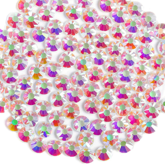 Beadsland 288 Pieces Flat Back Crystal Rhinestones Round Gems,Transparent AB,SS30,6.3-6.5mm