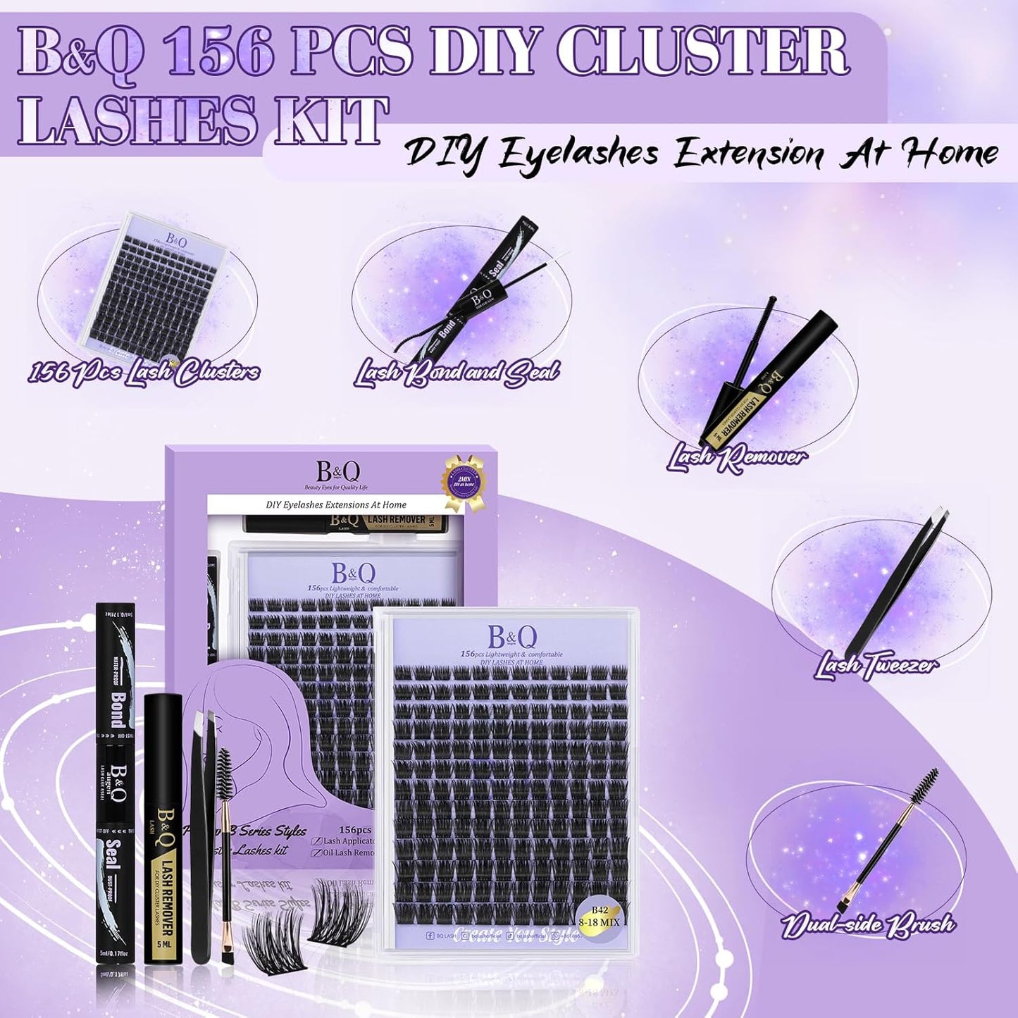 B&Qaugen Lash Clusters B42 DIY Eyelash Extensions(B42,8-18MIX)