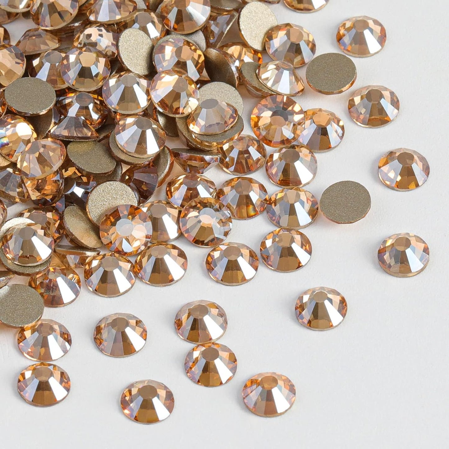 Beadsland 1440 Pieces Flat Back Crystal Rhinestones Round Gems,Golden Shadow,SS16,3.8-4.0mm