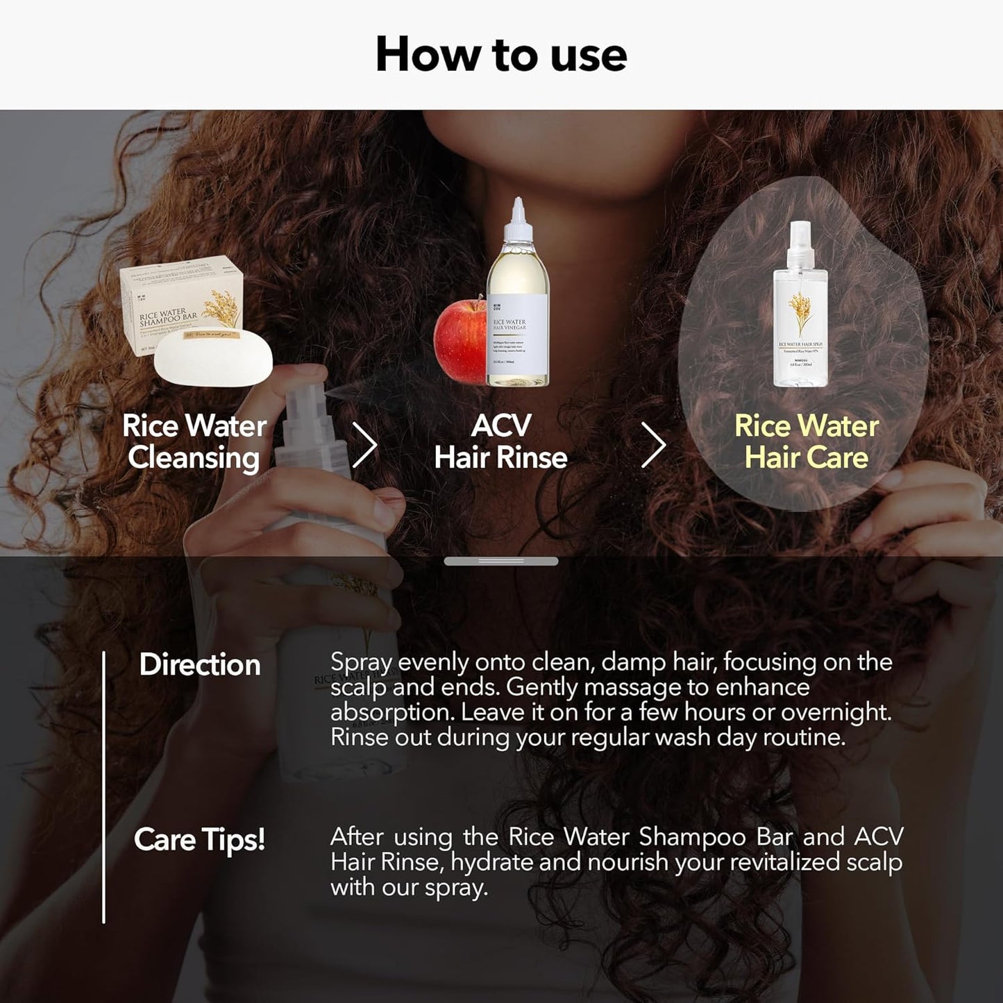 mimosu 97% Rice Water Hair Growth Spray - Fermented Rice Water & Biotin Serum, PHA Toner, Korean hair care Formula, 6.8fl.oz