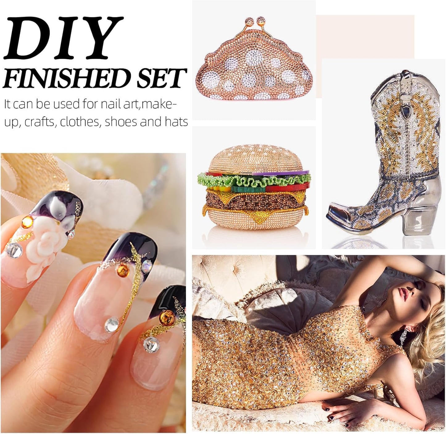 Champagne Flatback Rhinestones, Glass Rhinestones for Nail Art and Craft, Glue Fix, Loose Crystal Gemstones(Champagne, SS12, 1440pcs, 2.9-3.0mm)