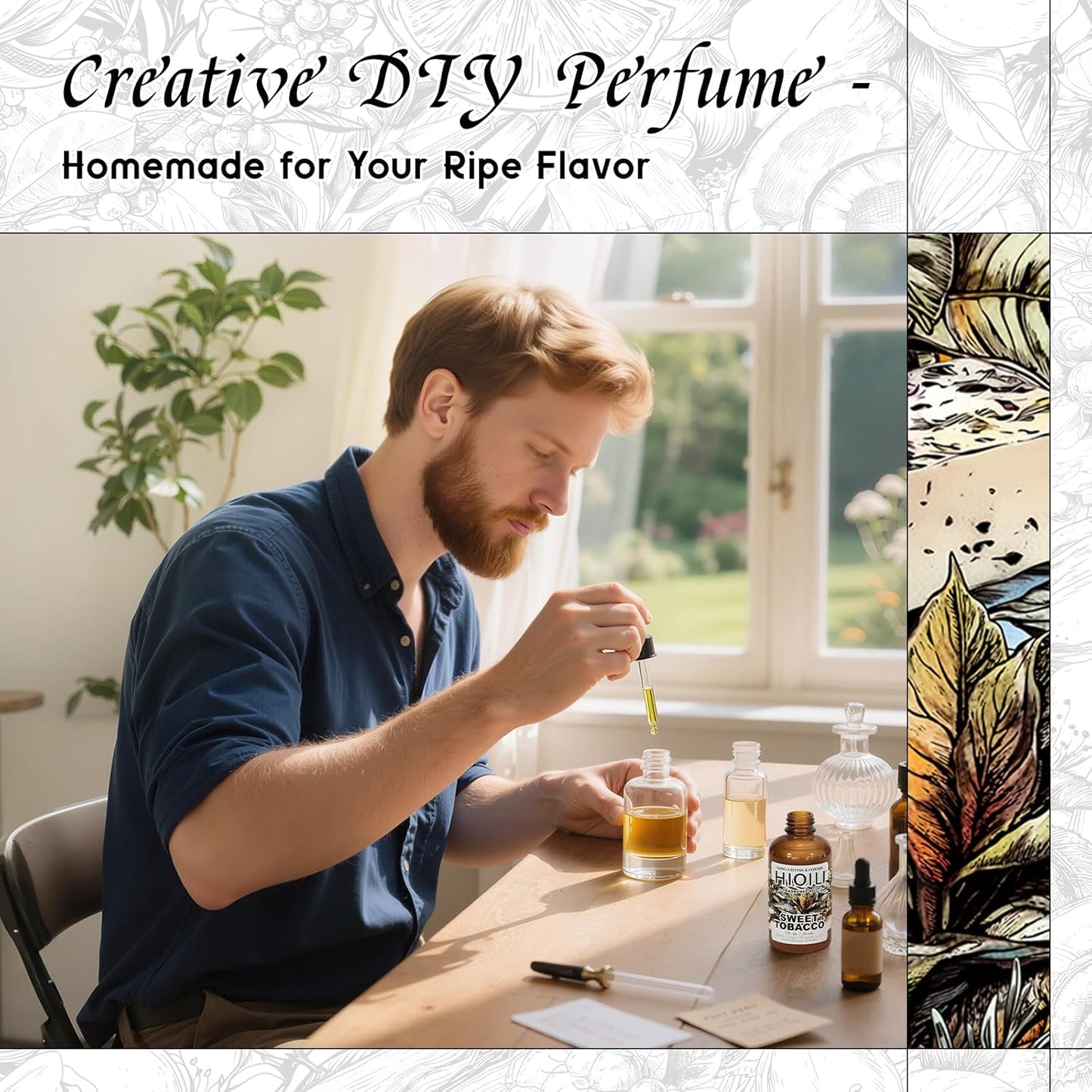 HIQILI Sweet Tobacco Fragrance Oil for Home Essential Oil Diffuser, Candle, Soap, Perfume & Body Scrubs Making, Rich Scent - 1 Fl Oz