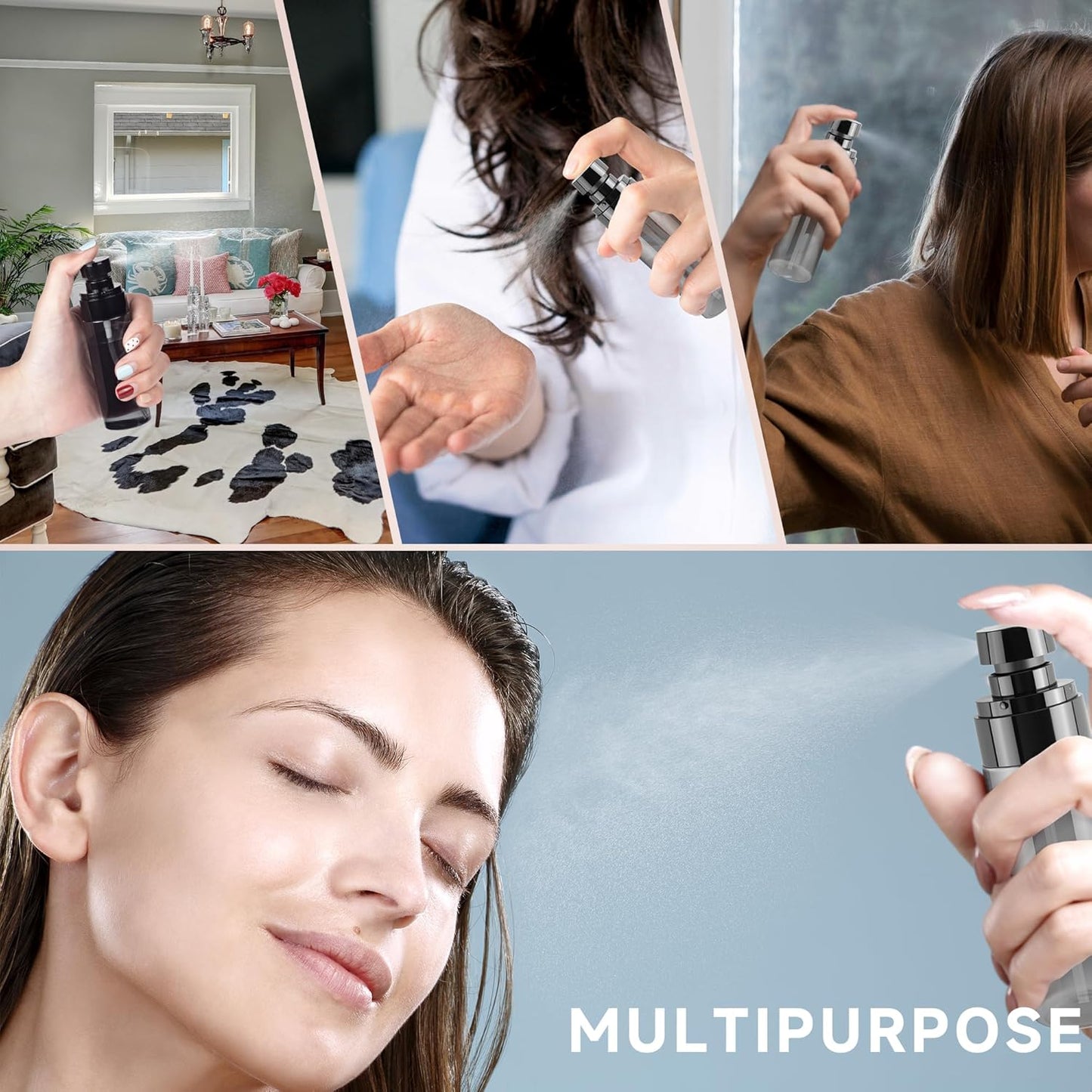 9-Pack Small Spray Bottle, 3.4oz Black Plastic Fine Mist Mini Sprayer for Hair, Cleaning, Salons, Planting, Skin Care - Empty Refillable Travel Mister