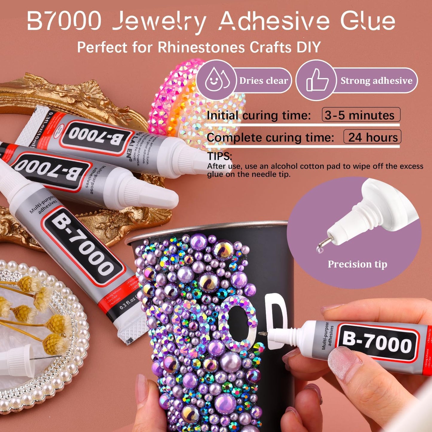 80g Flatback Pearls and Rhinestones for Crafting, Black White 3-10mm Resin Rhinestones and Half Pearls for Bedazzling, Nail Art and Dec with 3pcs 10ml B7000 Jewelry Glue, Tweezer and Pickup Pencil