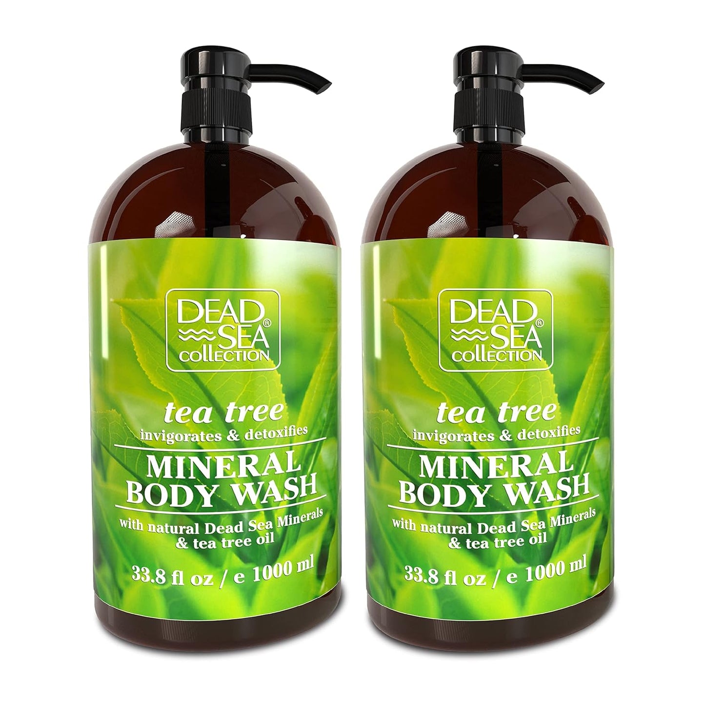 Dead Sea Collection Tea Tree Body Wash for Women and Men - with Pure Dead Sea Minerals and Tea Tree Oil - Cleanses and Moisturizes Skin - Pack of 2 (67.6 fl. oz)