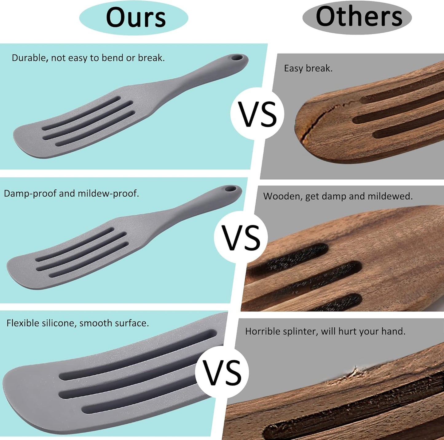 Tongjude Silicone Spurtle Set, Silicone Spatula Set, Heat Resistant Cooking Utensil for Nonstick Cookware, Serving，Baking, Whisking, Smashing, Scooping, Spreading, 8 Piece