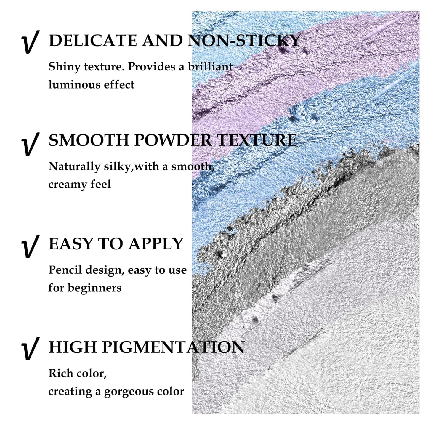 Boobeen 6PCS Cream Eyeshadow Sticks - Waterproof Eyeshadow Pencil Crayons - Eye Brightener Stick Shimmer Pens - Create Glitter Eye Makeup - Easy to Use