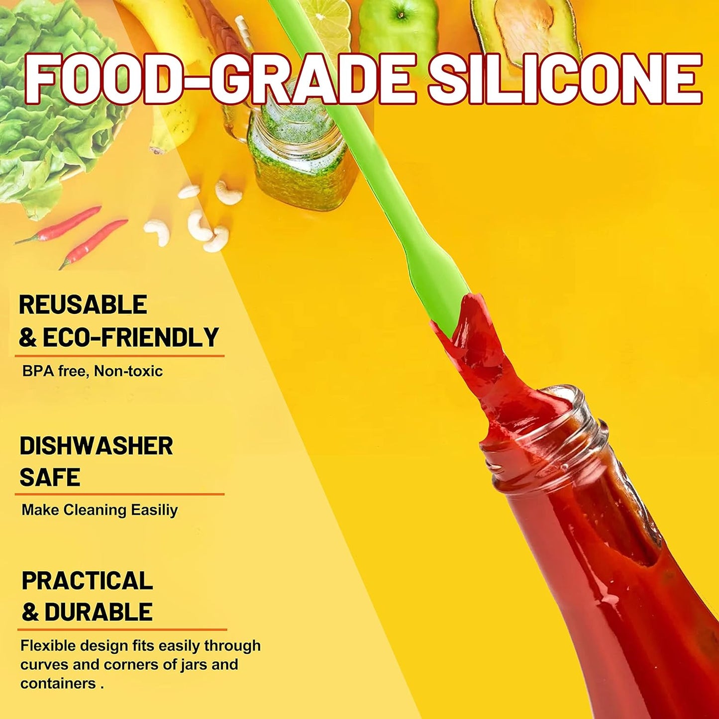 Anaeat Mini Silicone Spatulas - Set of 4 Multifunctional Small Kitchen Scraper Lotion Stirrer Tiny Makeup Beauty Spatula Reusable for Jam Jar, Cosmetic Bottles, Narrow Can and Thin Bottles (Colorful)