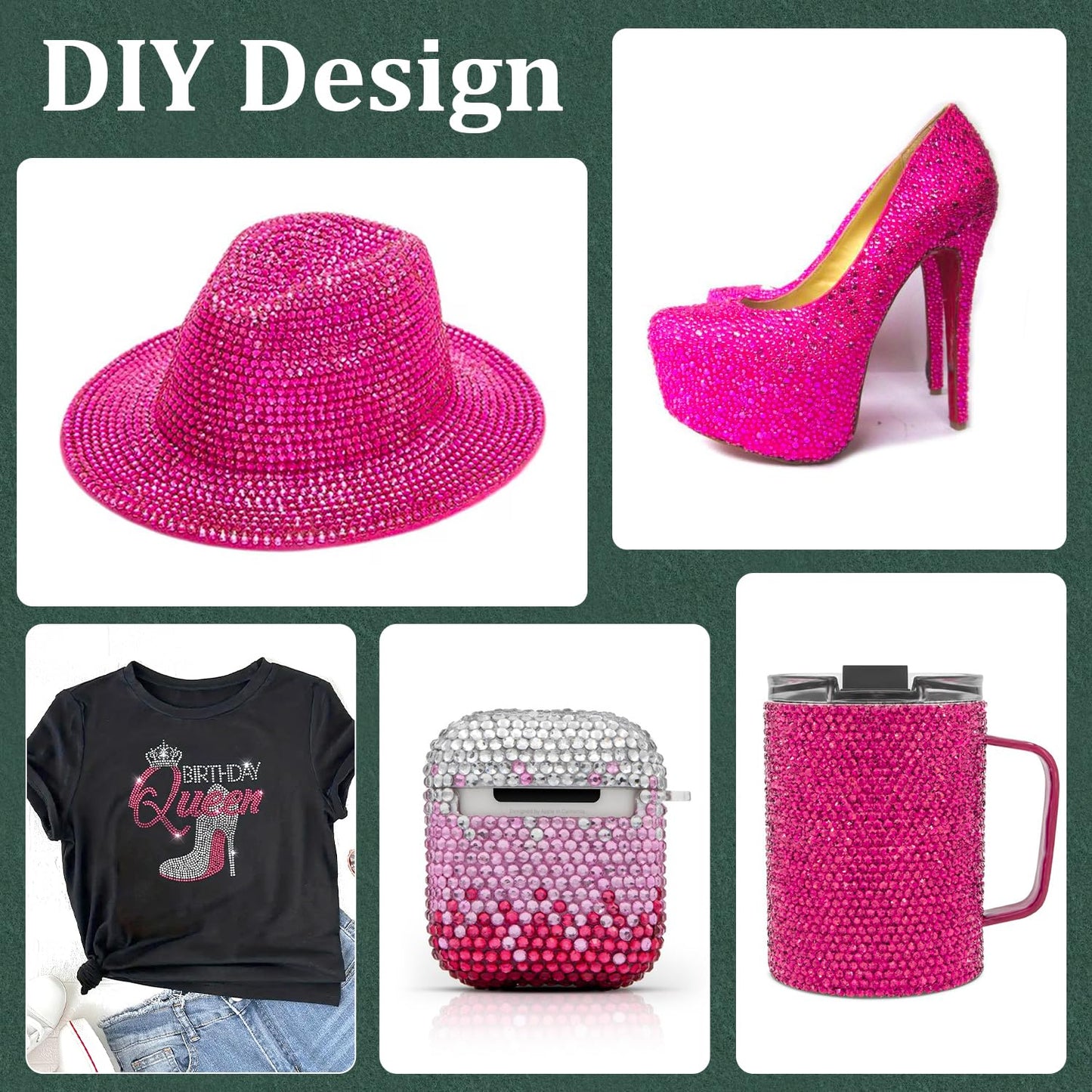 Resin Rhinestones for Crafting with B7000 Jewelry Glue, 1 Box Hot Pink Flatback Crystals with 3Pcs 10ml Glue for Bedazzling Crafts DIY Nail Art Makeup，Non Hotfix Gems for Clothing Shoes