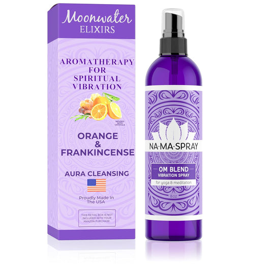 Orange & Frankincense Aromatherapy Spray - Pillow and Shower Aura Cleansing Mist for Relaxation & Positive Energy - Spiritual Gift for Meditation, Spiritual Vibrational Harmony, Tranquility. OM 8oz