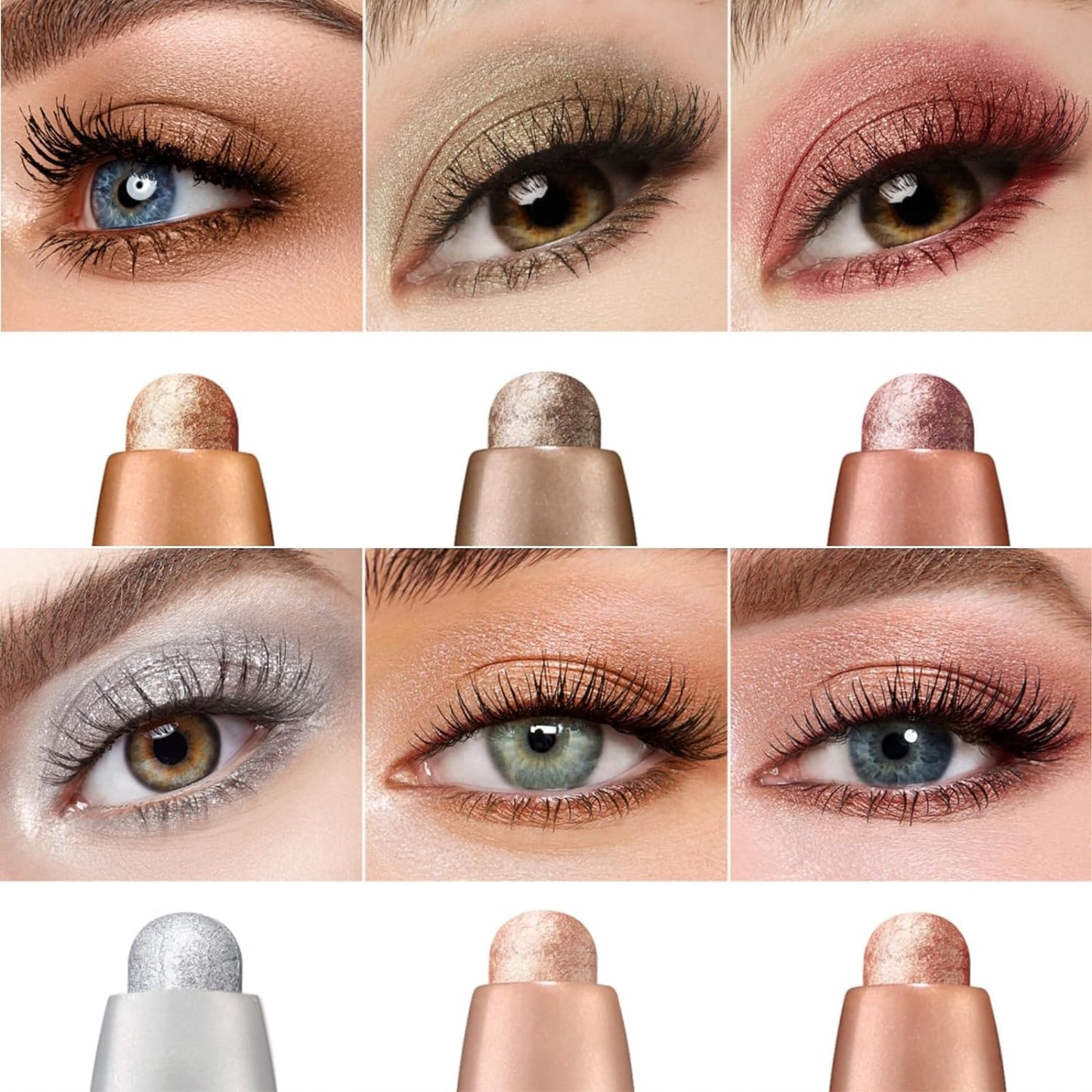 Jolilab Eyeshadow Stick Set, 6 Colors Matte Professional Bright-Colored Contouring and Highlight Eyeshadow Stick, Cream Waterproof Long Lasting High Pigmented Eye Shadow. (6, Set B)