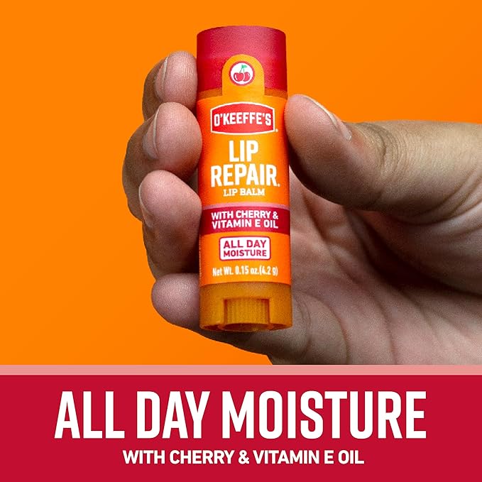 O'Keeffe's Lip Repair Lip Balm with Cherry & Vitamin E Oil, Stick (Pack of 3)