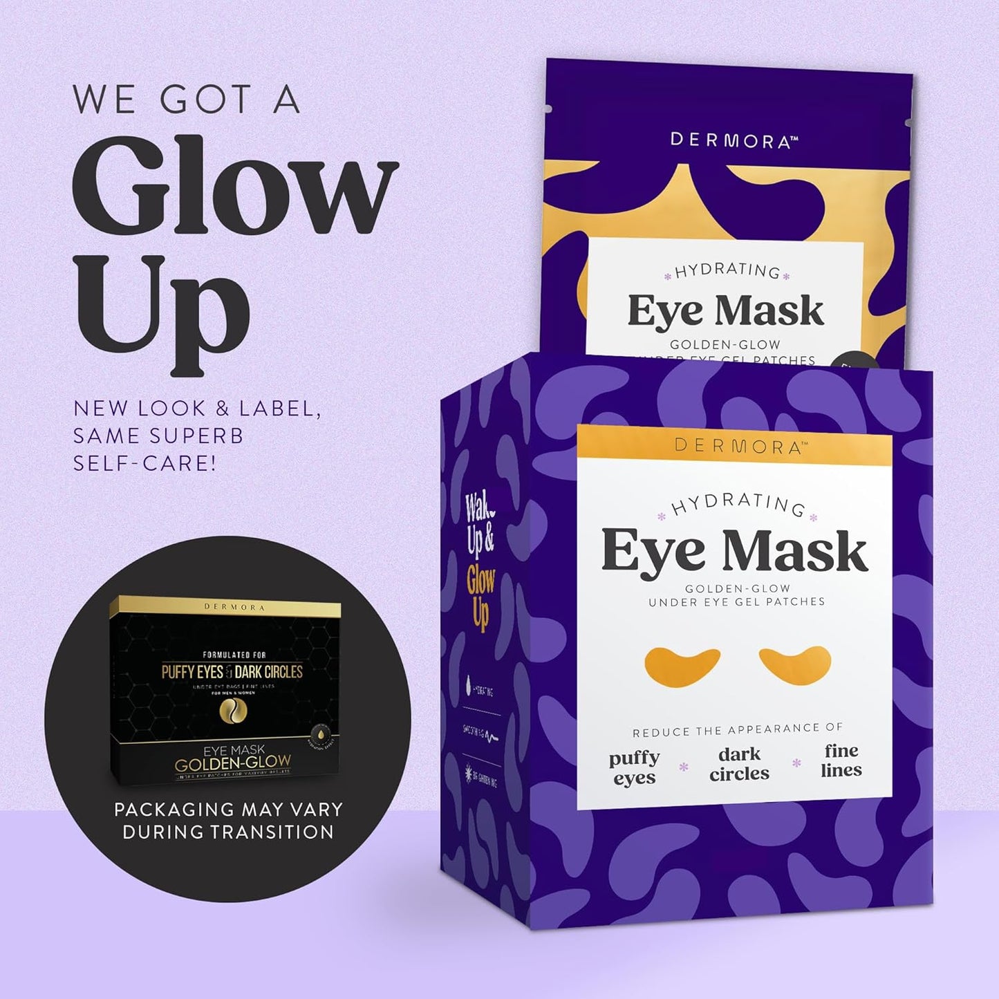 DERMORA Golden Glow Under Eye Patches (100 Pairs Eye Gels) | Rejuvenating Treatment | Dark Circles, Puffy Eyes, Refreshing, Revitalizing, Travel, Wrinkles