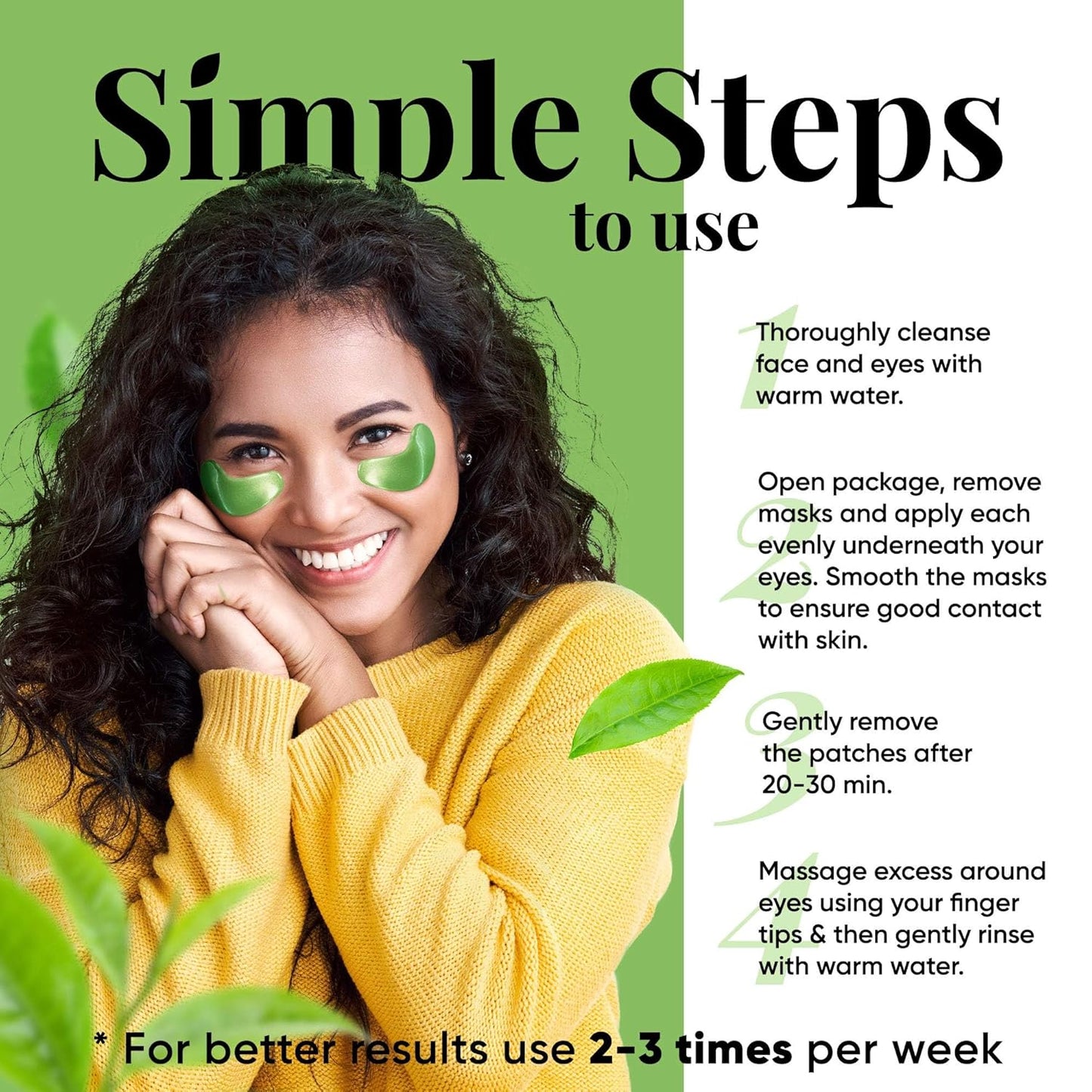 LE GUSHE Under Eye Mask & Under Eye Patches (20 Pairs) - Green Tea Eye Mask with Collagen & Amino Acid, Cooling Eye Care for Wrinkles, Puffy Eyes & Dark Circles, Brightening Skincare