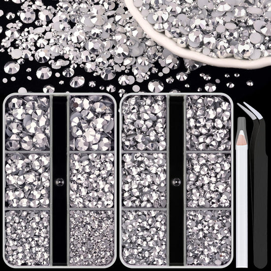 Resin Rhinestones for Crafting, 2 Boxeses Silver Multi Sizes Flatback Bedazzling Crystals for Crafts Nail Art Deco, Non Hotfix Gems Charms for Tumbler Shoes Clothing Fabric Face Makeup