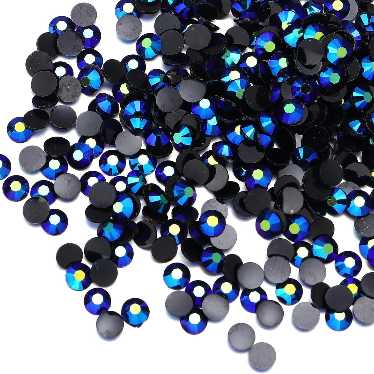 Multi Size 3mm 4mm 5mm Rhinestones Set for Nails Crafts Navy Blue Non Hotfix Rhinestones Nail Gems Rhinestone Jelly AB&Round Flat Back Resin Rhinestone for Makeup Clothes Shoes Eyes Bottles Crafts