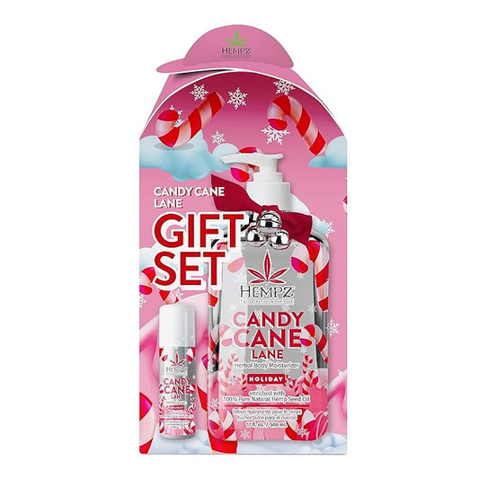 Hempz Holiday Gift Set, Candy Cane Lane Moisturizer (17 Oz) & Lip Balm (.44 Oz) – Holiday Moisturizing Lip Balm & Hydrating Lotion Skin Care Gift Set for Women & Men for Combatting Dry Lips & Skin