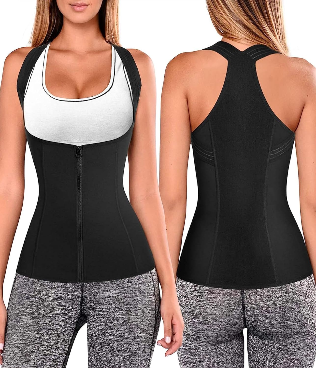 URSEXYLY Women Back Braces Posture Corrector Waist Trainer Vest Tummy Control Body Shaper for Spinal Neck Shoulder and Upper Back Support (2XL, Black)