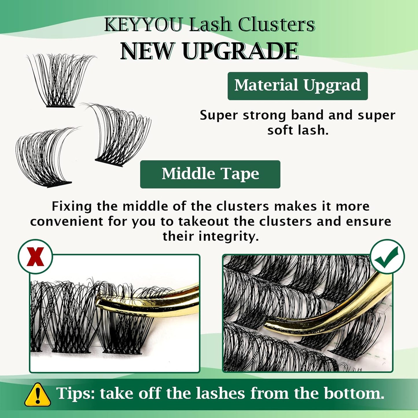 Lash Clusters 96pcs Individual Lashes D Curl 16mm Cluster Lashes KEYYOU Volume Wispy Lash Extension Soft&Comfortable Easy DIY at Home(Y11 D-16mm)