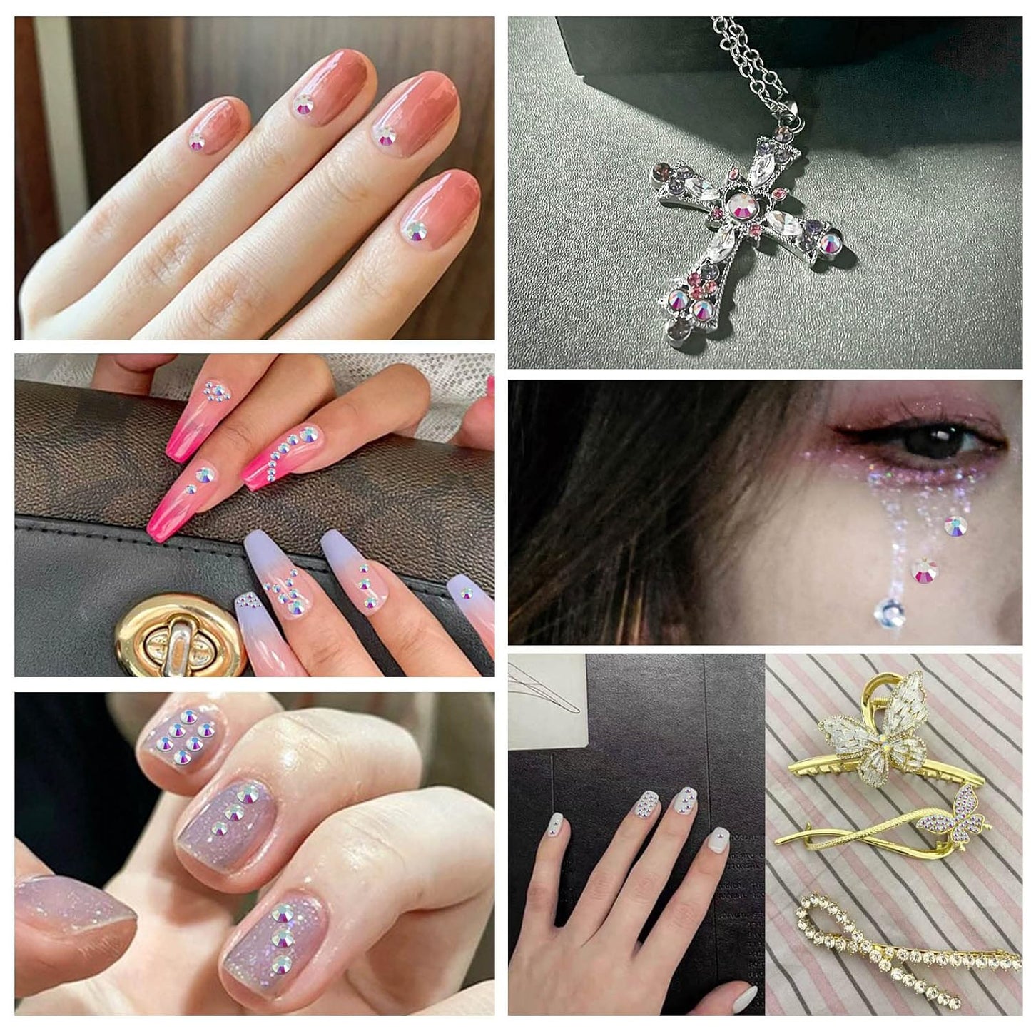 Beadsland 1440 Pieces Flat Back Crystal Rhinestones Round Gems,Transparent AB,SS6,1.9-2.1mm