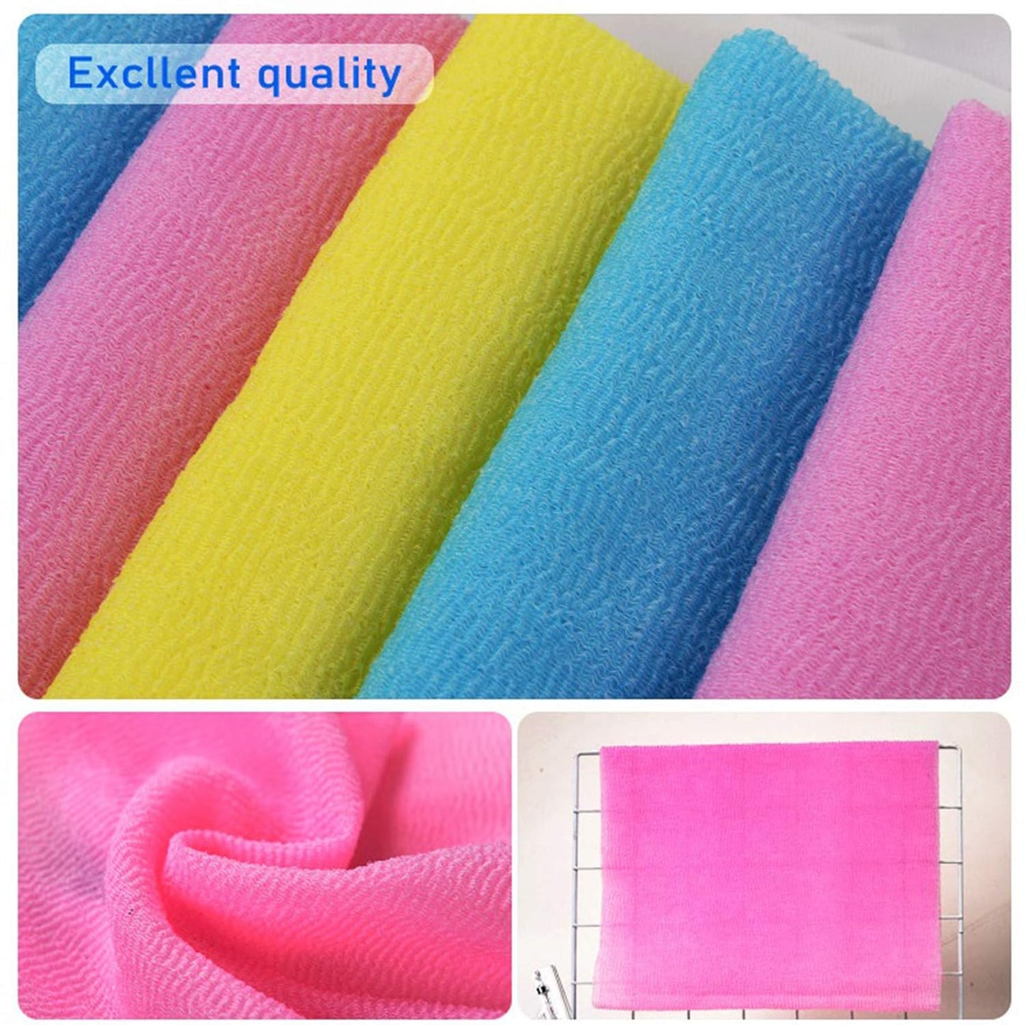 ARCH&M Exfoliating Washcloth Body Scrubber Back Scrubber for Shower Japanese Beauty Washcloth Bath Wash Cloth Korean Exfoliation Luffah Towel Net Sponge Loofah Body Scrub 3 Pack