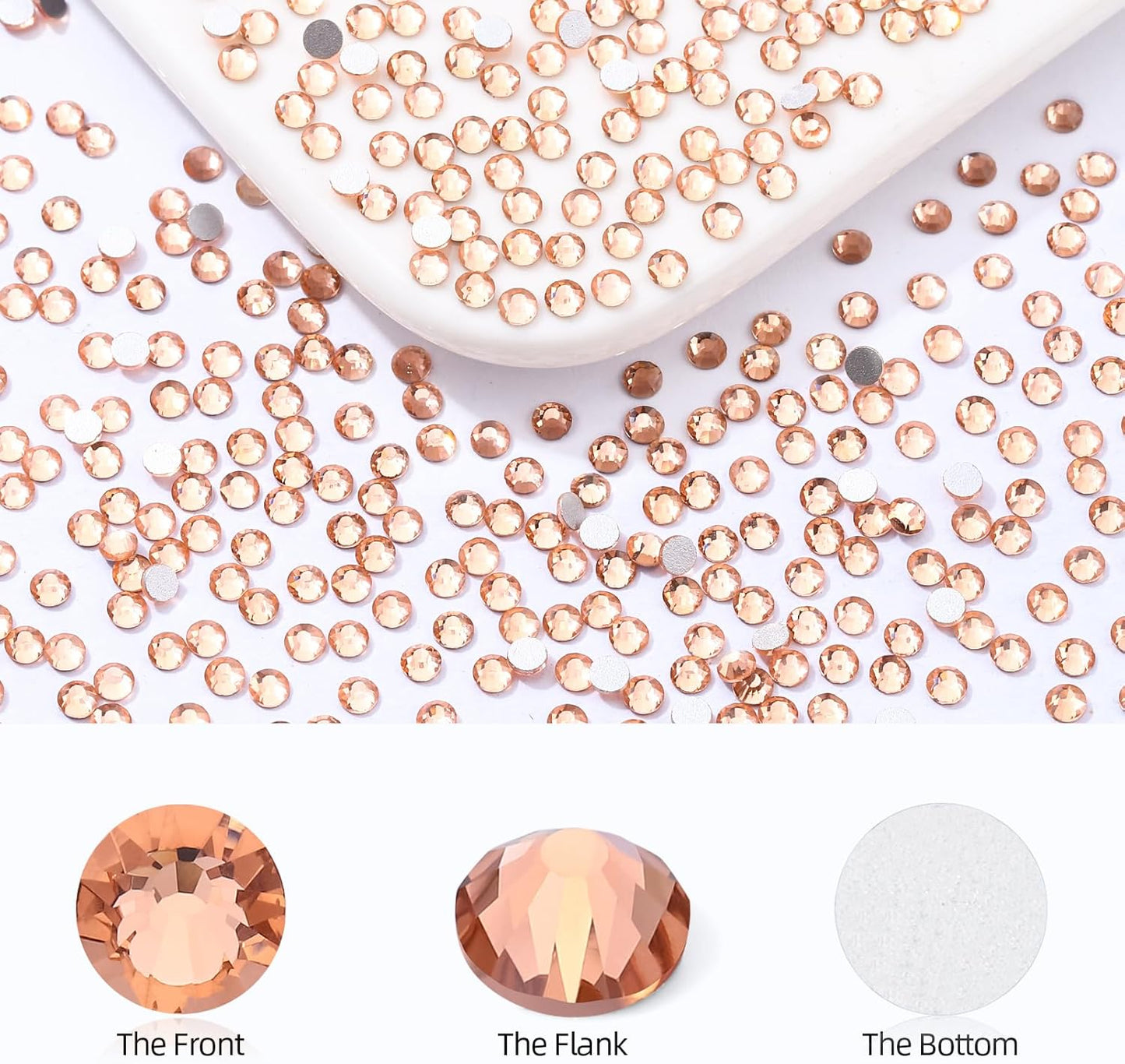 Champagne Flatback Rhinestones, Glass Rhinestones for Nail Art and Craft, Glue Fix, Loose Crystal Gemstones(Champagne, SS6, 1440pcs, 1.9-2.0mm)