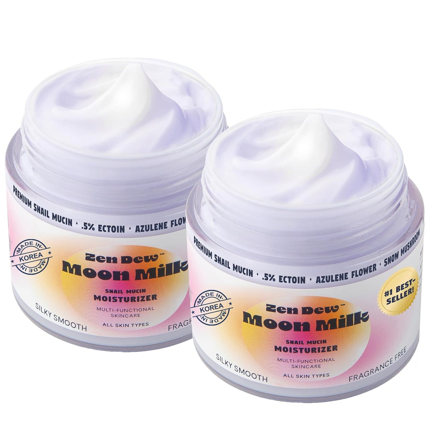 Moon Milk Snail Mucin Moisturizer Gel Cream 3.52 Oz - Blue Light Skin Defense - Korean Snail Mucin Serum Cream that Replenishes Moisture & Leaves Skin Brighter, Plumper, Soothed & Smooth - 2 Pack