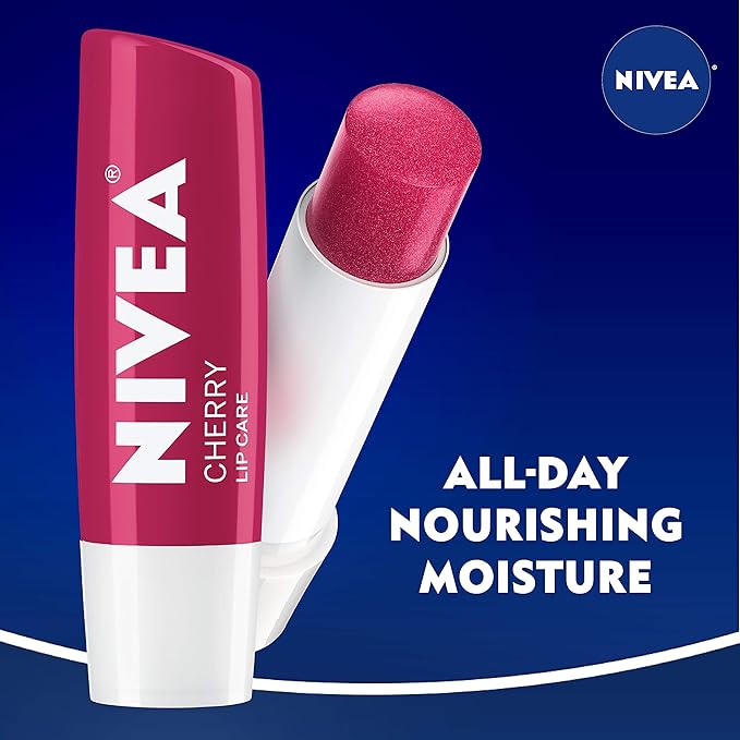 NIVEA Cherry Lip Care - Tinted Lip Balm for Beautiful, Soft Lips - Pack of 4