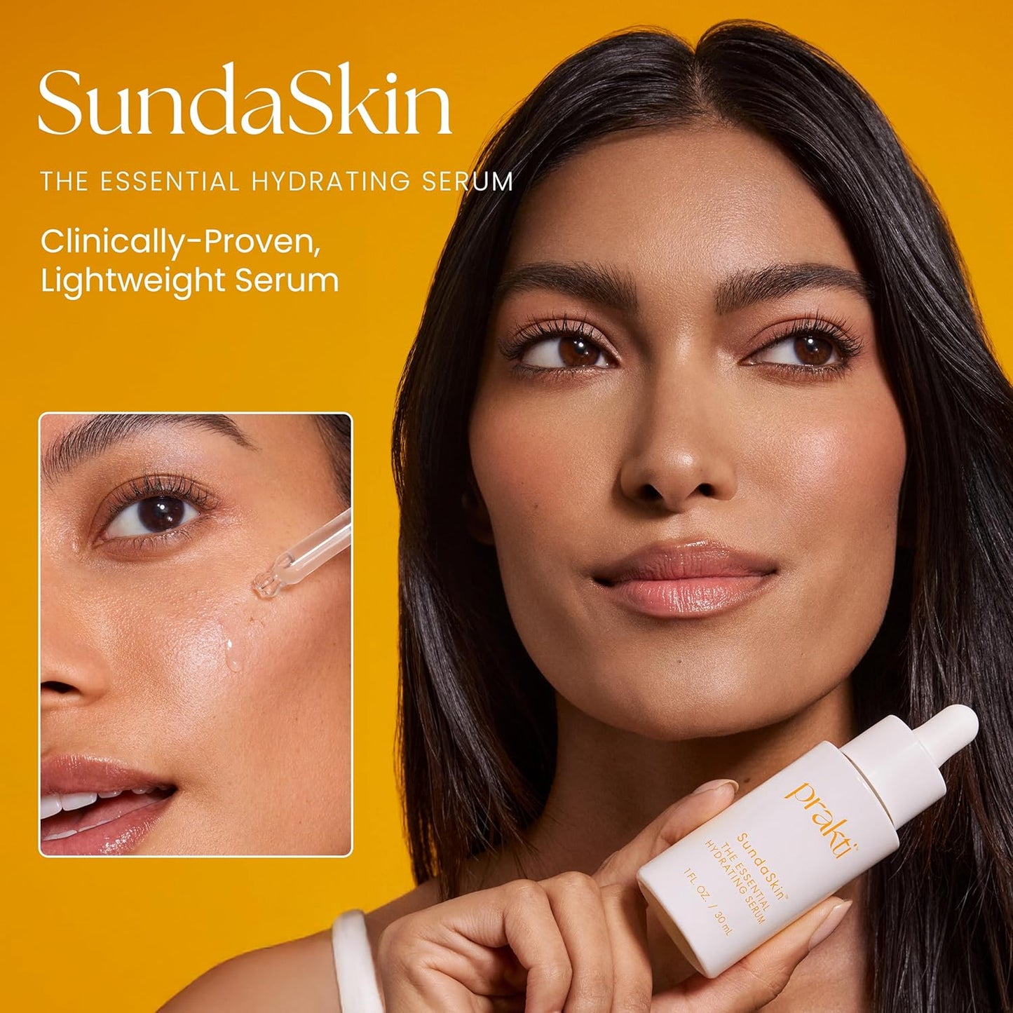 Prakti SundaSkin Essential Hydrating Serum, Firms, Smooths & Evens Skin Tone with Niacinamide & Hyaluronic Acid, 1 fl oz