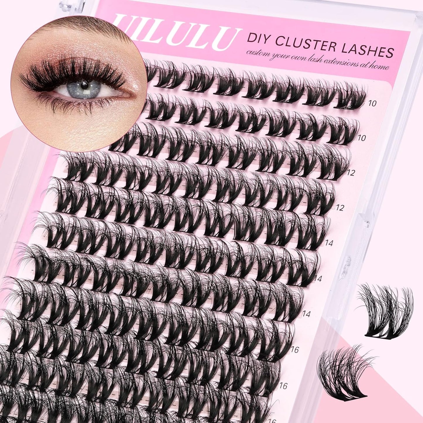 Lash Clusters kit 10-18mm DIY Lash Extension Kit 108 D Curl Fluffy Lashes Clusters 0.07D Individual Lashes Clusters False Eyelashes Natural Eye Lash Kits Extensions Kit