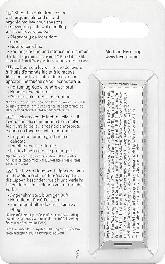Lavera Organic Sheer Lip Balm New 0.18 oz