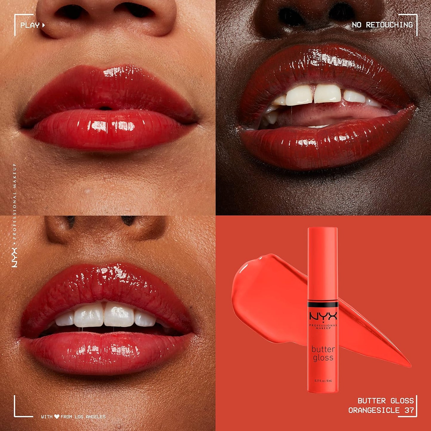 NYX PROFESSIONAL MAKEUP Butter Gloss, Non-Sticky Lip Gloss - Orangesicle (Orange) (Pack of 2)