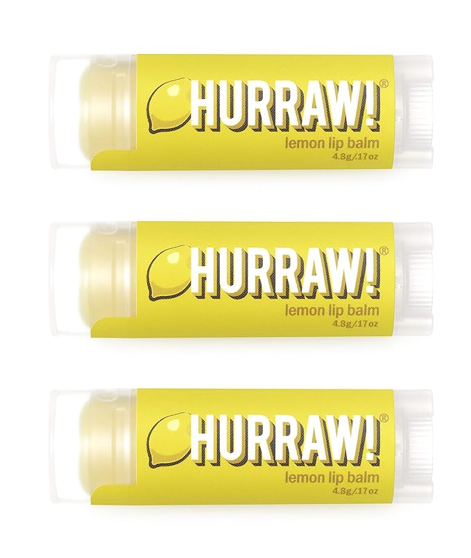 Hurraw! Lemon Lip Balm, 3 Pack: Organic, Certified Vegan, Cruelty and Gluten Free. Non-GMO, 100% Natural Ingredients. Bee, Shea, Soy and Palm Free. Made in USA