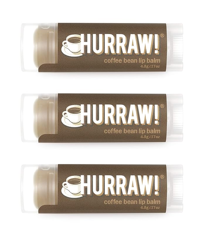 Hurraw! Coffee Bean Lip Balm, 3 Pack: Organic, Certified Vegan, Cruelty and Gluten Free. Non-GMO, 100% Natural Ingredients. Bee, Shea, Soy and Palm Free. Made in USA