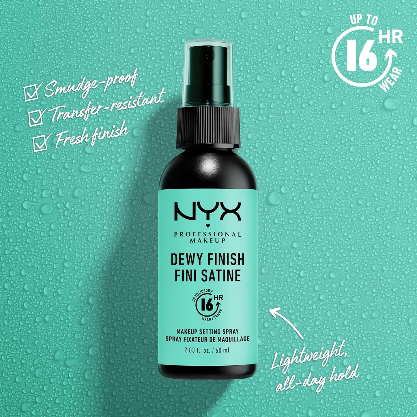 NYX PROFESSIONAL MAKEUP Makeup Setting Spray - Dewy Finish, Long-Lasting Face Mist for up to 16HR Wear, Vegan Formula, JUMBO Size