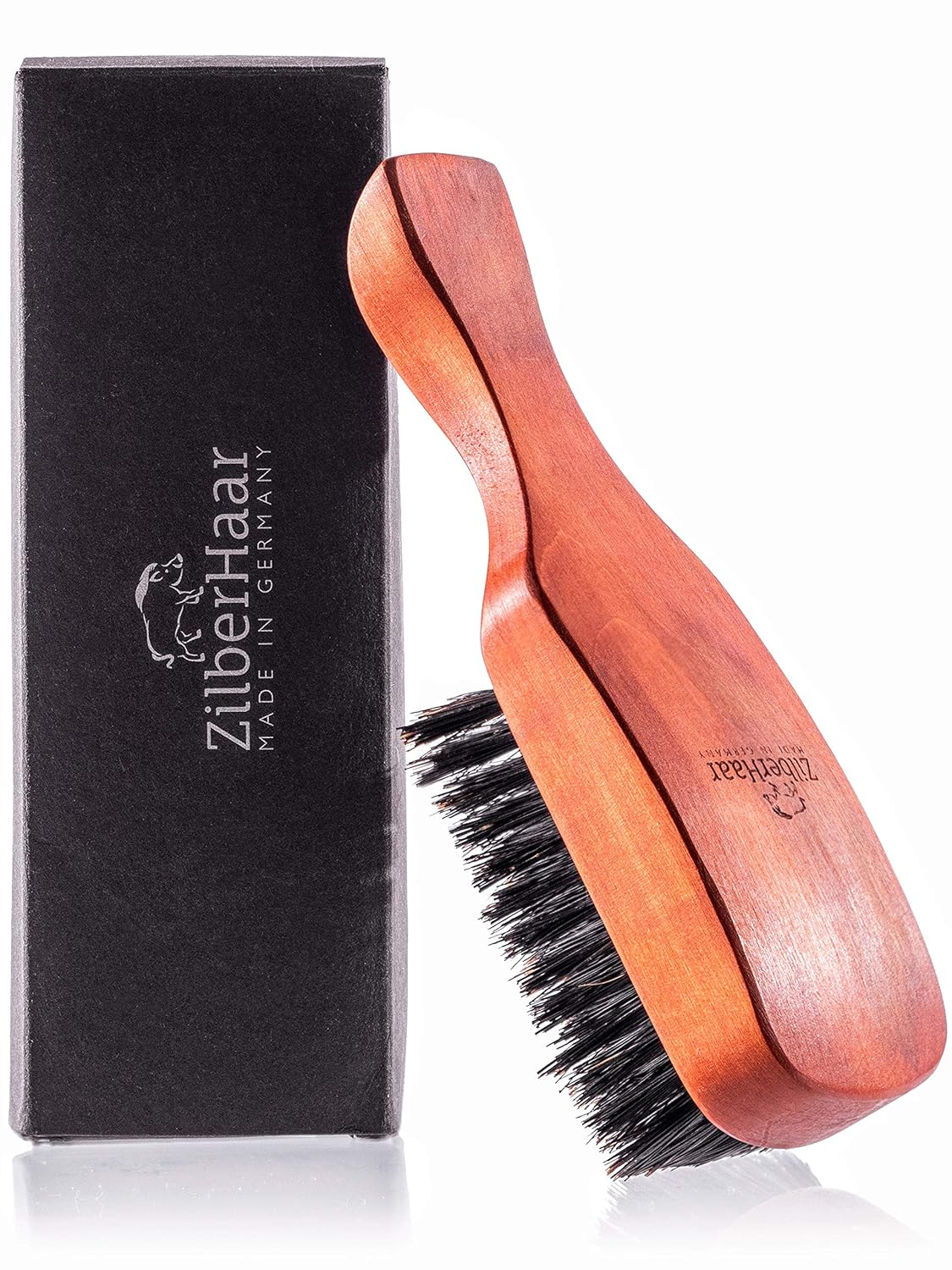 ZilberHaar Major – Men's Hair and Beard Brush – Soft Boar Bristles – Massages and Exfoliates Skin and Scalp – Ideal Men's Grooming Accessory – Made in Europe