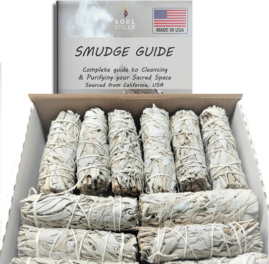 SOUL STICKS 4 Inch 25 Pack Organic White Sage Smudge Smudging Sticks | Bulk Quantities for Home Cleansing, Good Energy Meditation & Smudging Rituals | Sustainably Sourced California White Sage Bundle