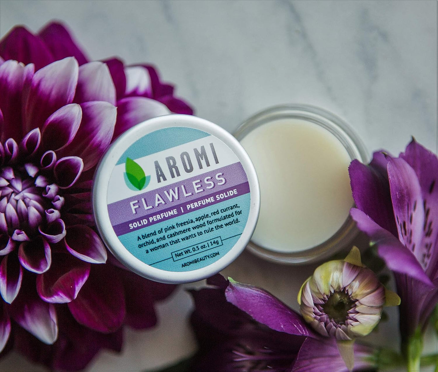 Aromi Solid Perfume | Vegan, Cruelty-free, Best Solid Perfume, Affordable Women's Gift, Travel-Sized, TSA-Approved, Indie Beauty, Artisan Scent, 0.5 oz, (Flawless)