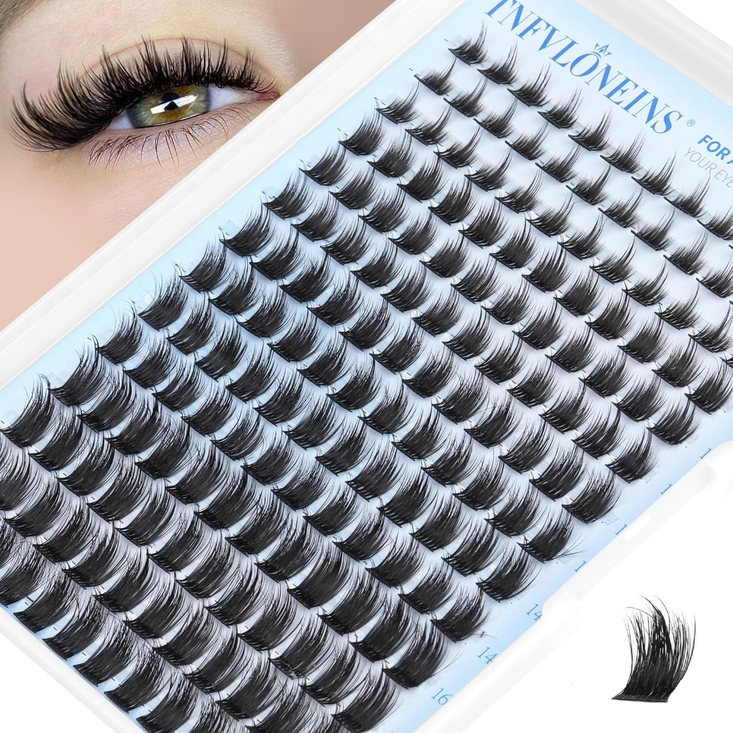 TNFVLONEINS Manga Lash Clusters Wispy Eyelash Clusters with Spikes Natural Individual Lashes Cluster DIY Anime Cluster Eyelash Extensions