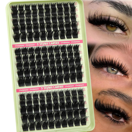 Focipeysa Dramatic Lash Clusters 12-20mm Eyelash Clusters Thick Cluster Lash Extensions Fluffy Lash Extension Volume Individual Eyelashes Extension Salon Effect Lash Extension