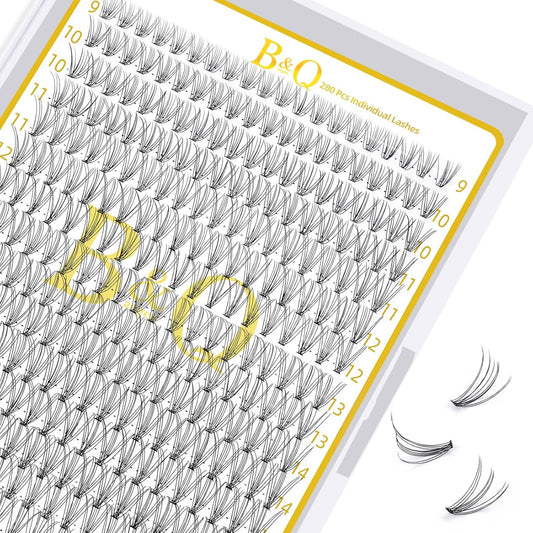 B&Qaugen Individual Lashes 280 Cluster Lashes Clusters Eyelash Clusters 10D 20D DIY Eyelash Extension Lash Clusters Extensions C D Curl Cluster Eyelash Extensions（10D-D-9-16 mix）