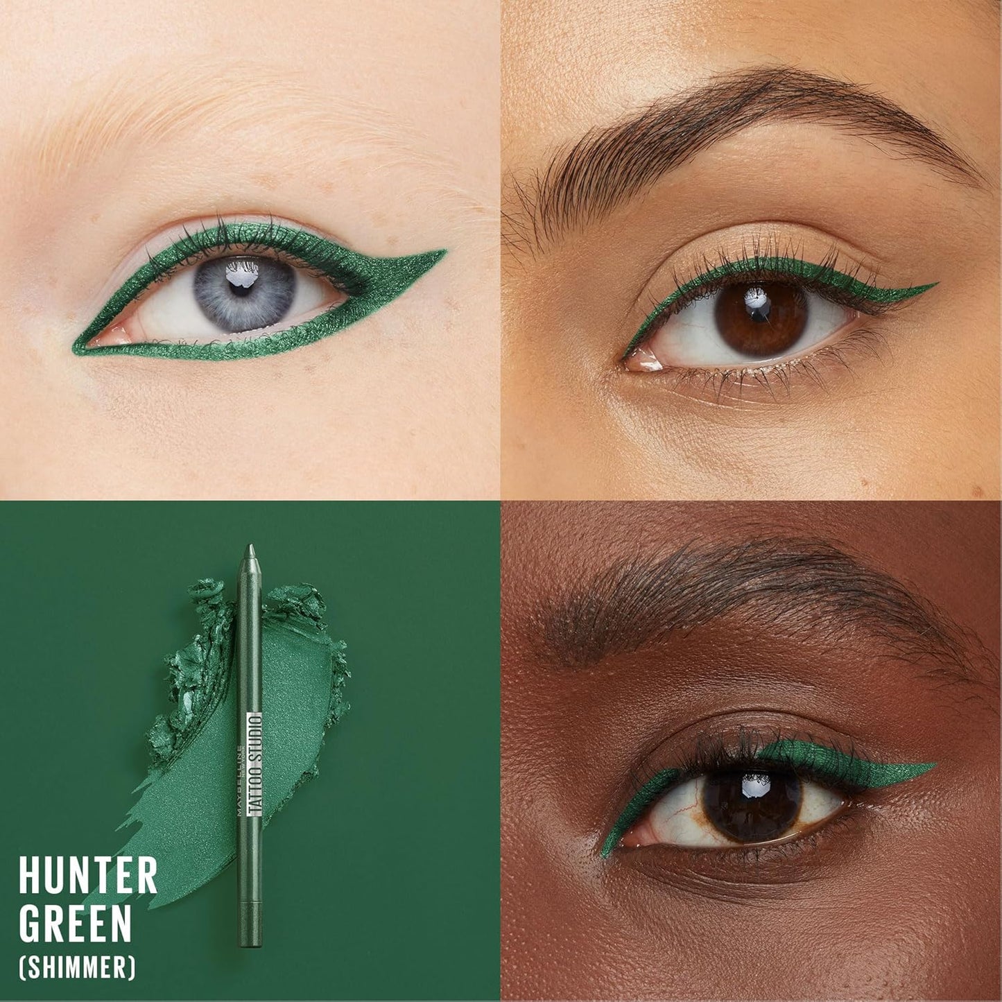 Maybelline Tattoo Studio Sharpenable Gel Pencil Waterproof Eyeliner, Long-Lasting Eyeliner With Smooth Gel Pigments For Up To 36HR Wear, Hunter Green, 1 Count