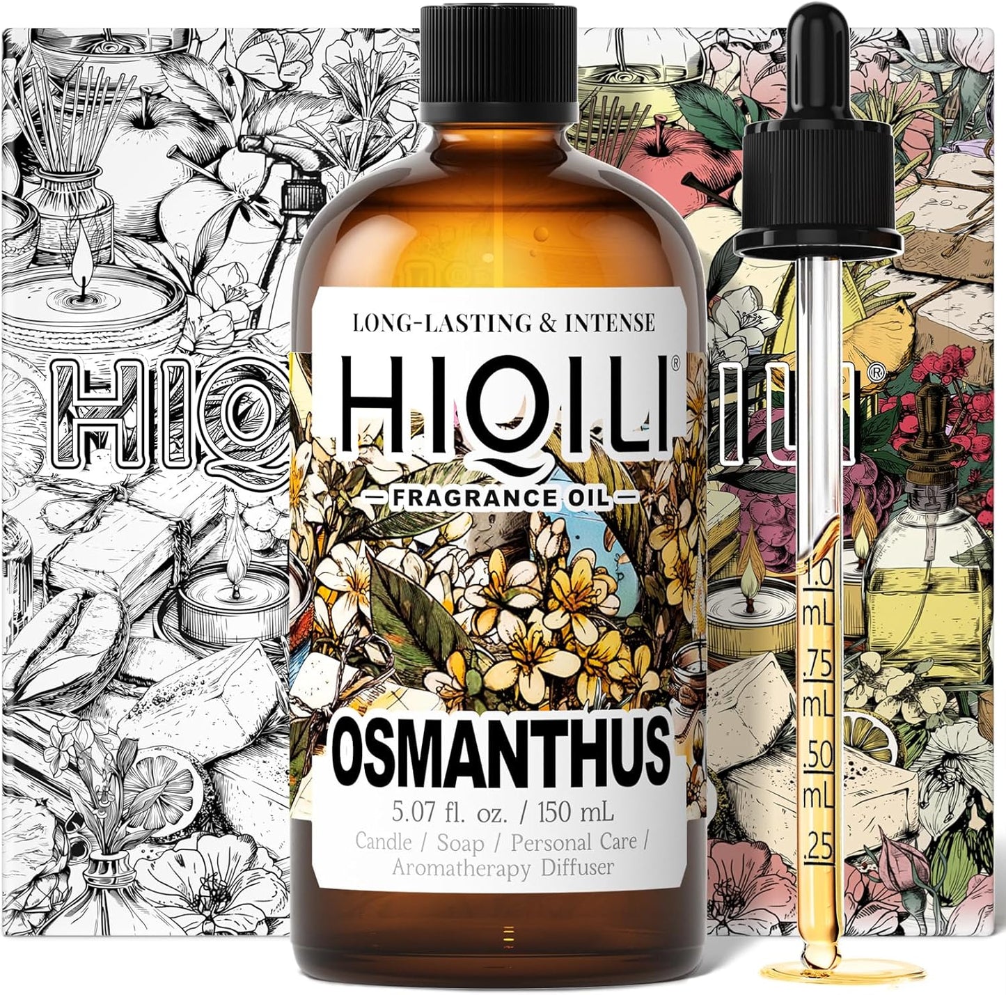 HIQILI Osmanthus Fragrance Oil, for Body Spray, Diffuser Use, Candle, Soap, and Women Perfume Making, Scented Essential Oil - 5.07 Fl Oz