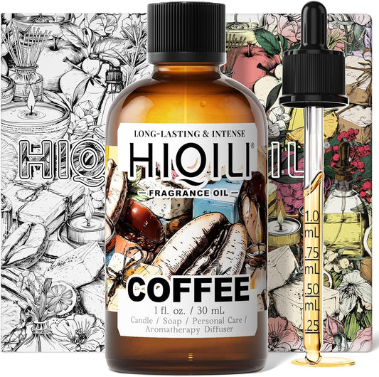 HIQILI Coffee Fragrance Oil for Scent Diffuser & Humidifier, Perfect for Candle, Soap, Perfume Making, New Car & Home - 1 Fl Oz