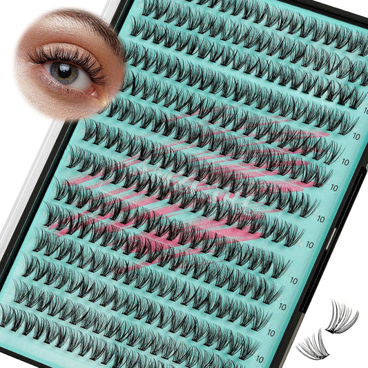 Lash Clusters Wispy 280PCS Eyelash Extension 30D Cluster Lashes Individual Lashes DIY Lash Extension Natural Look Cluster Eyelash Extensions Soft False Eyelashes at Home for Beginners(10mm)