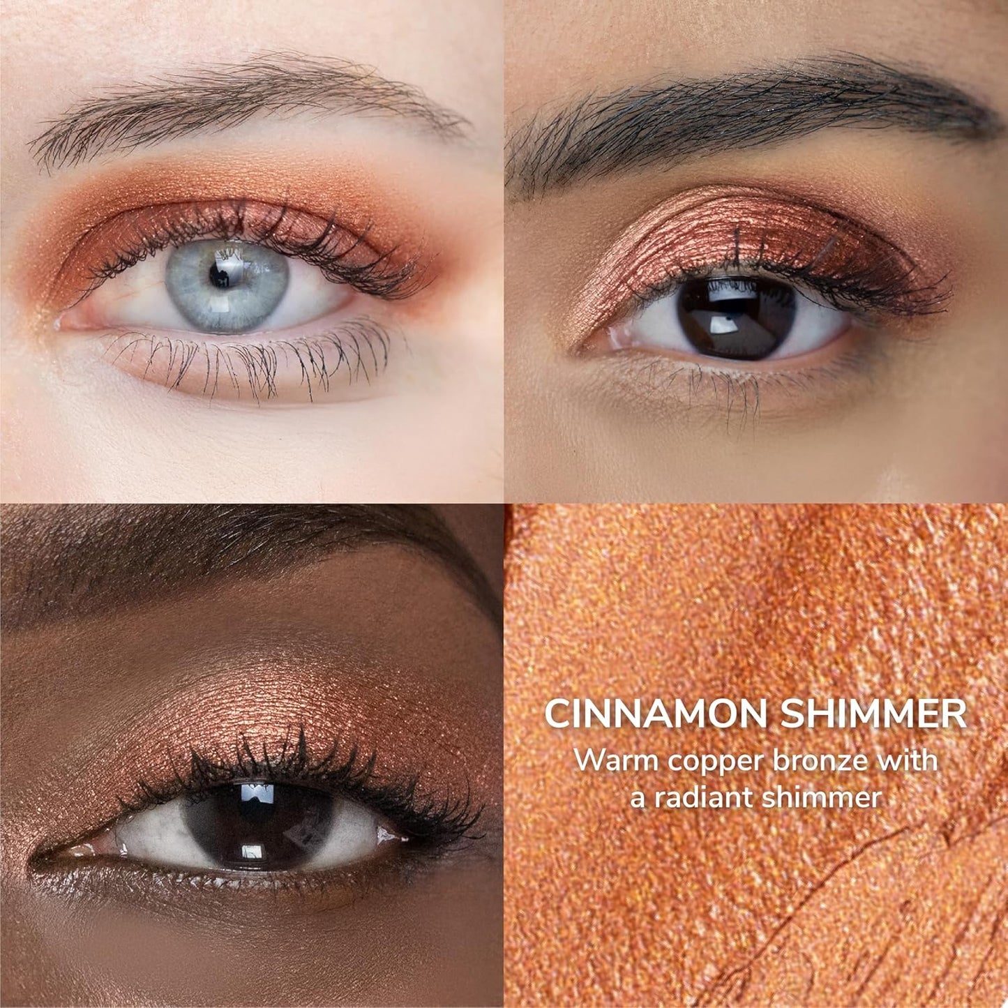 ShadowSense EyeShadow, Cinnamon Shimmer, 0.14 Oz, Metallic Cream to Powder Eyeshadow, Long-Lasting, Anti-Aging, Waterproof, Smudge-Proof Formula for Flawless All-Day Wear