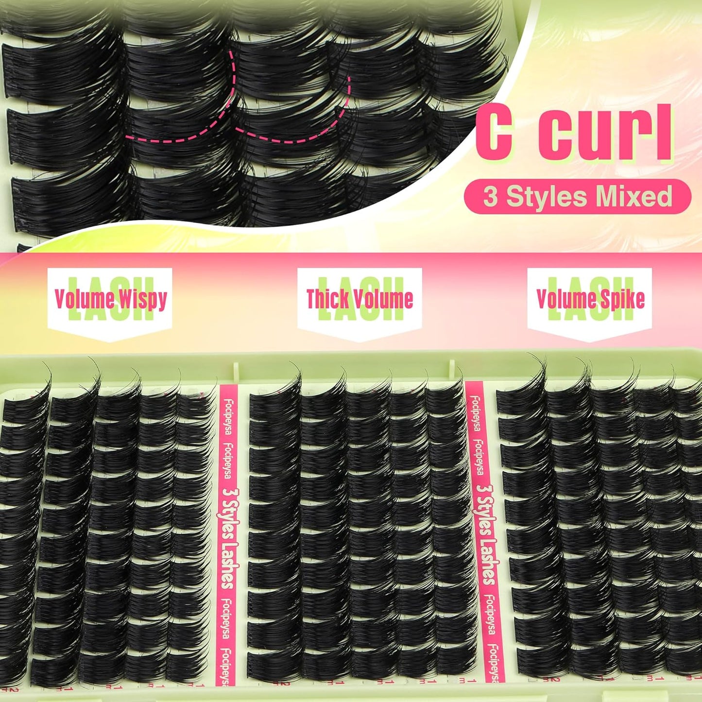 Focipeysa Dramatic Lash Clusters 12-20mm Eyelash Clusters Thick Cluster Lash Extensions Fluffy Lash Extension Volume Individual Eyelashes Extension Salon Effect Lash Extension